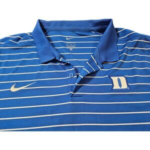 Nike Duke Blue Devils Dri-FIT Striped Polo Shirt Mens 3XL Blue White Logo